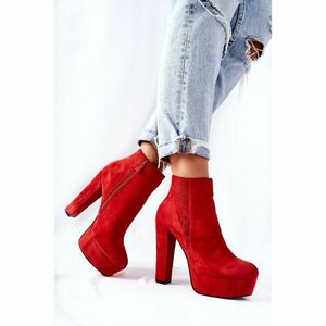Suede Boots On High Heel Red Sarsea kép