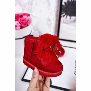 Children's Snow Boots Insulated With Fur Suede Red Amelia kép