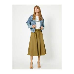 Koton Sash Detailed A Line Cotton Midi Skirt kép