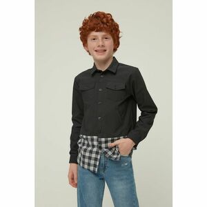 Trendyol Anthracite Plaid Detailed Boy Knitted Shirt kép