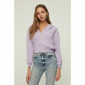 Trendyol Lilac Back Printed Basic Hooded Thin Knitted Sweatshirt kép