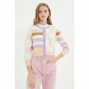 Trendyol Lilac Crop Jacquard Knitwear Cardigan kép