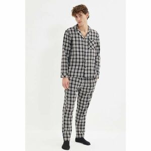 Trendyol Black Men's Regular Fit Plaid Woven Pajamas Set kép