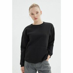 Trendyol Black Loose Raised Knitted Sweatshirt kép