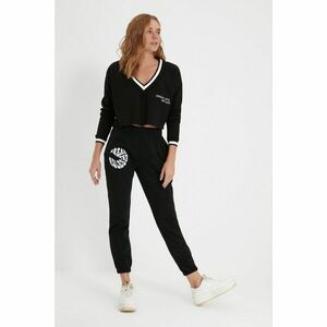 Trendyol Black Basic Jogger Printed Raised Knitted Sweatpants kép