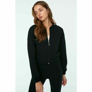 Trendyol Black Zipper Slim Knitted Sweatshirt kép