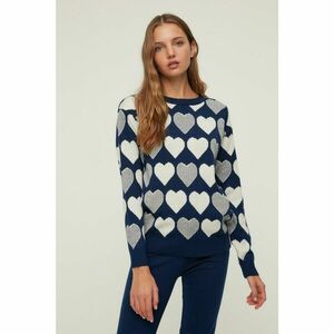 Trendyol Navy Blue Heart Jacquard Knitwear Bottom-Top Set kép