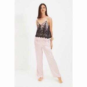 Trendyol Pink Lace Detailed Woven Pajamas Set kép