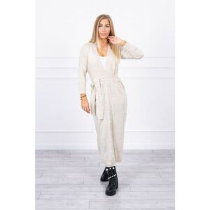 Long cardigan sweater tied at the waist beige kép