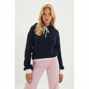 Trendyol Navy Blue Hooded Knitwear Sweater kép