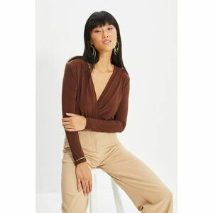 Trendyol Brown Double Breasted Collar Knitted Body kép