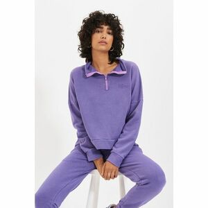 Trendyol Lilac Basic Zippered and Washed Embroidered Knitted Sweatshirt kép