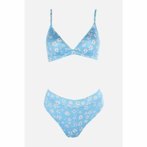 Trendyol Blue Floral Pattern High Waist Bikini Set kép