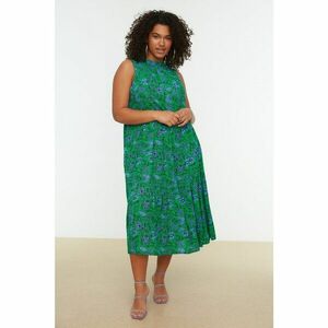 Trendyol Curve Green Stand Up Collar Patterned Woven Dress kép