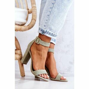 Suede High Heels Sandals Light Green Jacqueline kép