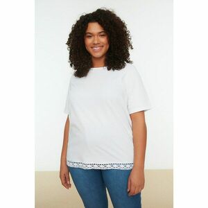 Trendyol Curve White Crew Neck Lace Detailed Knitted Blouse kép