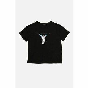 Trendyol Black Printed Crop Knitted T-Shirt kép