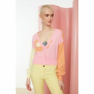 Trendyol Pink Floral Jacquard Knitwear Cardigan kép