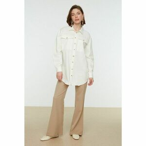 Trendyol White Cotton Shirt Collar 2 Pockets Button Detailed Jacket kép
