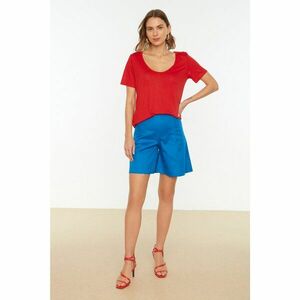 Trendyol Red Viscose Blend V-Neck Basic Knitted T-Shirt kép