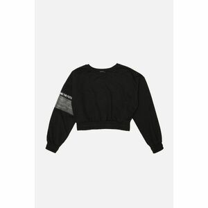 Trendyol Black Patch Detail Basic Knitted Sweatshirt kép