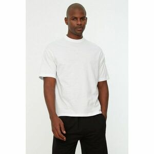 Trendyol White Men's Relaxed Fit Crew Neck Back Printed T-Shirt kép