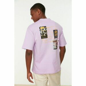 Trendyol Lilac Men's Relaxed Fit 100% Cotton Crew Neck Printed T-Shirt kép