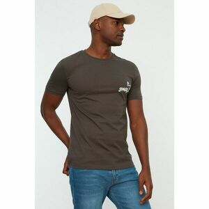 Trendyol Gray Men's Slim Fit 100% Cotton Crew Neck Short Sleeve Printed T-Shirt kép