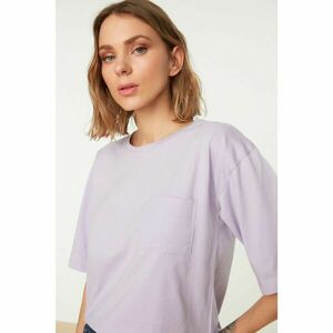 Trendyol Lilac Pocket Detailed Loose Knitted T-Shirt kép