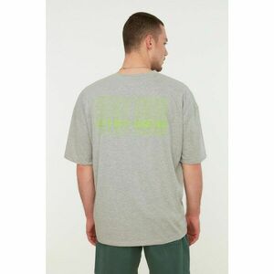 Trendyol Gray Men's Oversize Crew Neck Short Sleeve Printed T-Shirt kép