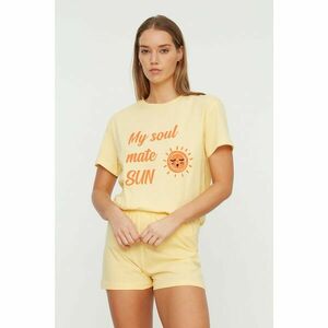 Trendyol Yellow Printed Knitted Pajamas Set kép