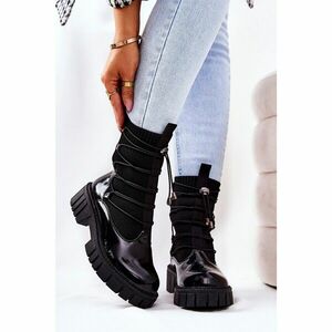 Laquered Worker boots with sock Black Connor kép