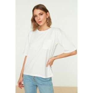 Trendyol White Pocket Detailed Loose Knitted T-Shirt kép