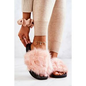 Slippers With Fur Rubber Light Pink Pollie kép