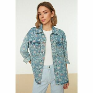 Trendyol Blue Printed Denim Shirt Jacket kép