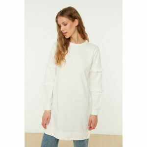 Trendyol Ecru Crew Neck Sleeves Frilly Knitted Tunic kép