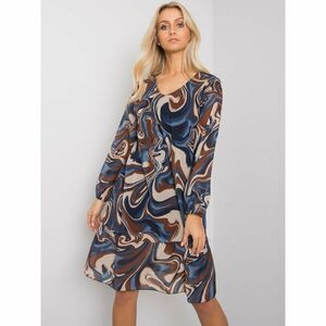 Dark blue loose-fitting dress with prints kép