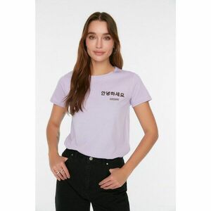 Trendyol Lilac Printed Basic Knitted T-Shirt kép