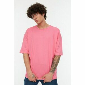 Trendyol Pink Men's Basic 100% Cotton Crew Neck Oversize Short Sleeved T-Shirt kép
