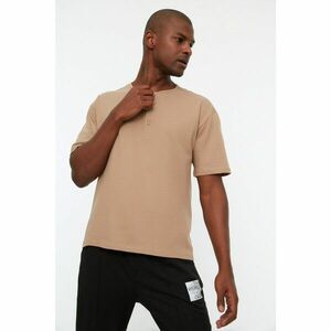Trendyol Beige Men's Relaxed Fit Crew Neck Short Sleeve T-Shirt kép