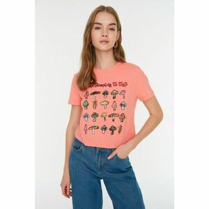 Trendyol Pink Printed Crop Knitted T-Shirt kép