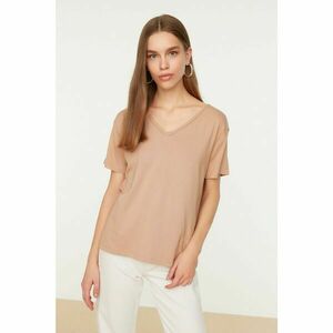 Trendyol Camel Piping Detailed Basic Knitted T-Shirt kép
