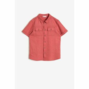Koton Boy's Pink Basic Short Sleeve Classic Collar Shirt with Double Pockets and Pocket Flap kép