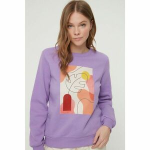 Trendyol Purple Basic Printed Raised Knitted Sweatshirt kép