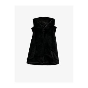 Koton Hooded Faux Fur Vest Zippered Sleeveless kép