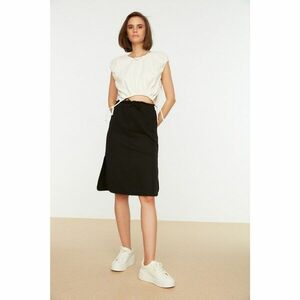 Trendyol Black Waist Detailed Slit Midi Slim Knitted Skirt kép