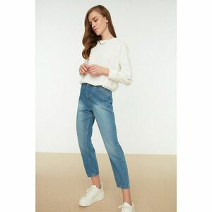 Trendyol Indigo High Waist Stitch Detailed Jeans kép