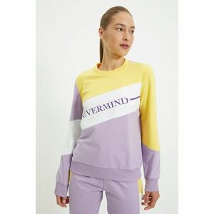 Trendyol Purple Color Block Printed Basic Slim Sweatshirt kép