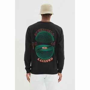 Trendyol Black Men's Oversize Crew Neck Long Sleeve Printed Sweatshirt kép