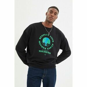 Trendyol Black Men's Organic Cotton Oversize Fit Sweatshirt kép